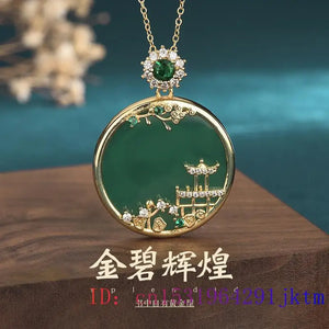 Green Jade Palace Pendant Natural Necklace