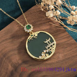 Green Jade Palace Pendant Natural Necklace