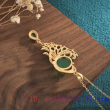 Green Jade Peacock Pendant 925 Silver Necklace Men Jewelry Charms Chalcedony