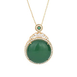 Green Jade Pendant 925 Silver Choker Amulet Necklace