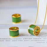 Green Jade Pendant 925 Silver Men Amulets Necklace Charm Jewelry