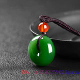 Green Jade Pendant Necklace Charm Chinese Natural Men Women Amulet Jewelry