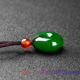 Green Jade Pendant Necklace Charm Chinese Natural Men Women Amulet Jewelry