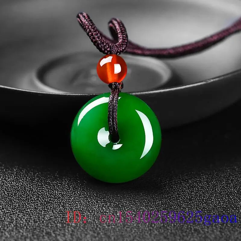 Green Jade Pendant Necklace Charm Chinese Natural Men Women Amulet Jewelry