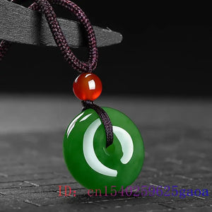 Green Jade Pendant Necklace Charm Chinese Natural Men Women Amulet Jewelry