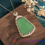 Green Jade Pendant Necklace Choker 925 Silver Man Jewelry