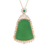 Green Jade Pendant Necklace Choker 925 Silver Man Jewelry