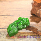 Green Jade Pixiu Pendant Amulet Charm Chinese Necklace Jadeite Jewelry