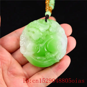 Green Jade Pixiu Pendant Jewelry for Chinese Women Amulet Necklace
