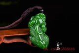 Green Jade Pixiu Pendant Necklace Luck Amulet Sweater Chain