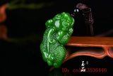 Green Jade Pixiu Pendant Necklace Luck Amulet Sweater Chain