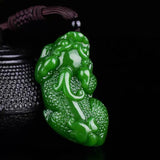 Green Jade Pixiu Pendant Necklace Luck Amulet Sweater Chain