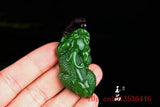Green Jade Pixiu Pendant Necklace Luck Amulet Sweater Chain