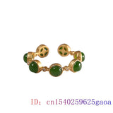Green Jade Adjustable Ring 925 Silver Chinese Amulet Stone Jewelry