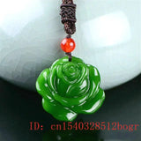 Green Jade Rose Pendant Necklace Jadeite Natural Flower Women Men Chinese Charm
