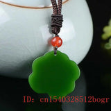 Green Jade Rose Pendant Necklace Jadeite Natural Flower Women Men Chinese Charm