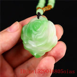 Green Jade Rose Pendant for Women Natural Chinese Jewelry Amulet