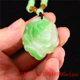 Green Jade Rose Pendant for Women Natural Chinese Jewelry Amulet