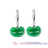 Green Jade Ruyi Earrings 925 Silver Vintage Natural Gemstone Jewelry