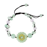 Green Jade Stone Jadeite Emerald Flower Bracelet Charm Jewellery