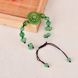 Green Jade Stone Jadeite Emerald Flower Bracelet Charm Jewellery