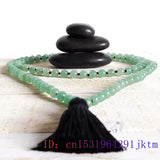 Green Jade Tassel Necklace Men Bracelets Women Bead Rosary Stone Jewelry
