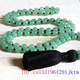 Green Jade Tassel Necklace Men Bracelets Women Bead Rosary Stone Jewelry