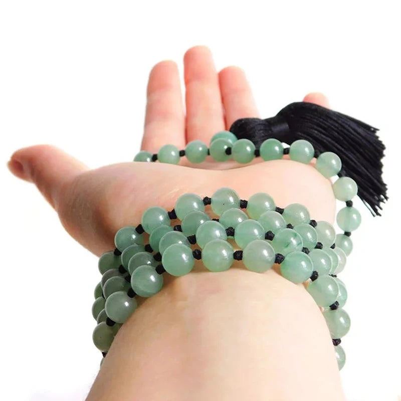 Green Jade Tassel Necklace Men Bracelets Women Bead Rosary Stone Jewelry