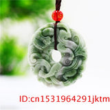 Green Jade Tiger Pendant Necklace Double-sided Amulet Charm