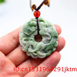 Green Jade Tiger Pendant Necklace Double-sided Amulet Charm