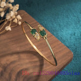 Green Jade Turtle Bracelets 925 Silver Bangles Carved Bracelet Jewelry Gift