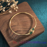 Green Jade Turtle Bracelets 925 Silver Bangles Carved Bracelet Jewelry Gift