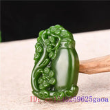 Green Jade Vase Pendant Chinese Jadeite Amulet Necklace