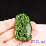 Green Jade Vase Pendant Natural Jadeite Amulet Chinese Carved Jewelry