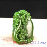 Green Jade Vase Pendant Natural Jadeite Amulet Chinese Carved Jewelry