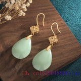 Green Jade Water Drop Earrings Amulet Crystal Chalcedony Women Jewelry