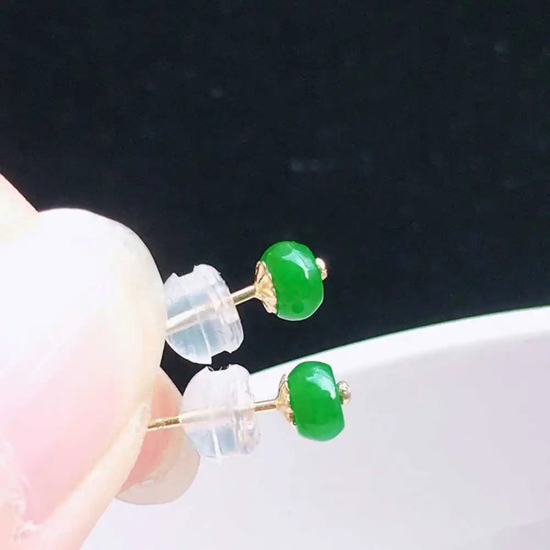 Green Jadeite Jade Earrings Studs Holiday Ear stud Halloween Jewelry