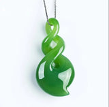 Green Jades Pendant Carving Magnolia Flower Pendant Necklace