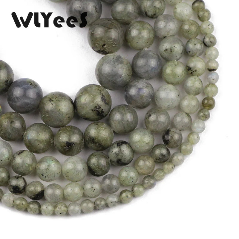 Green Labradorite Round Stone Beads for DIY Jewelry Making