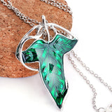 Green Leaf Pendant Necklace Elven Symbol Brooch Pin Jewelry