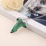 Green Leaf Pendant Necklace Elven Symbol Brooch Pin Jewelry