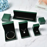 Green Leather Jewelry Box High Ring Pendant Necklace Bracelet Box