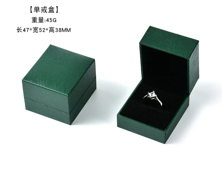 Green Leather Jewelry Box High Ring Pendant Necklace Bracelet Box