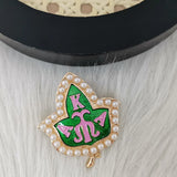 Assorted Green Maple Leaf & Pearl Lapel Pins - Women/Men