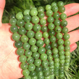 Green Natural Canadian Jade Beads Round Loose 6 8 10 12mm Gemstone Beads