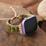 Green Natural Stone Chain Watch Band 40mm Vegan Smartwatch Accessories