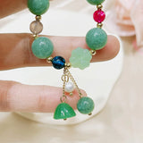 Green Natural Jade Stone Water Drop Beads Bracelet Buckle Lucky Bracelets