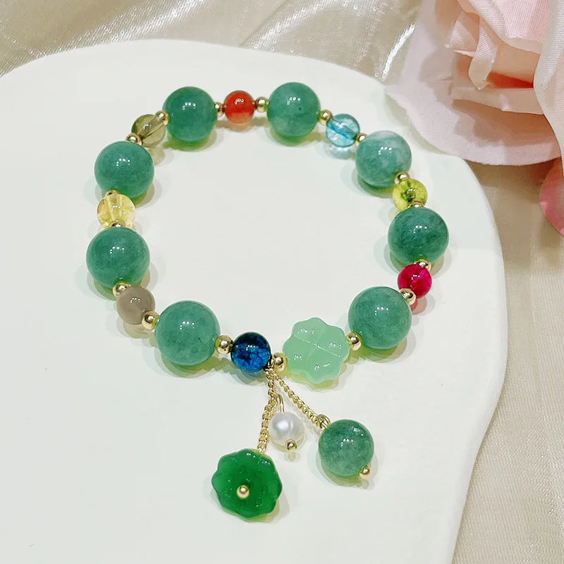 Green Natural Jade Stone Water Drop Beads Bracelet Buckle Lucky Bracelets