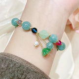 Green Natural Jade Stone Water Drop Beads Bracelet Buckle Lucky Bracelets