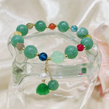 Green Natural Jade Stone Water Drop Beads Bracelet Buckle Lucky Bracelets